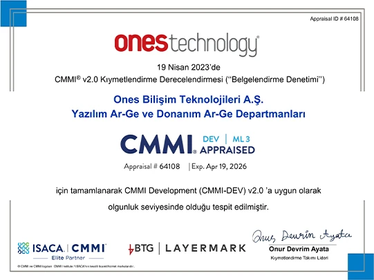 Ones Technology CMMI ML 3 yeterlilik belgesi